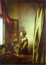 Haga click para ver la imagen ampliada girl reading a letter at an open window.jpg